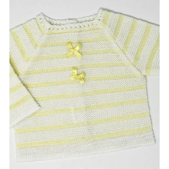 Newborn Baby Knit Outfit, Striped (Yellow) - Picture 2 of 5